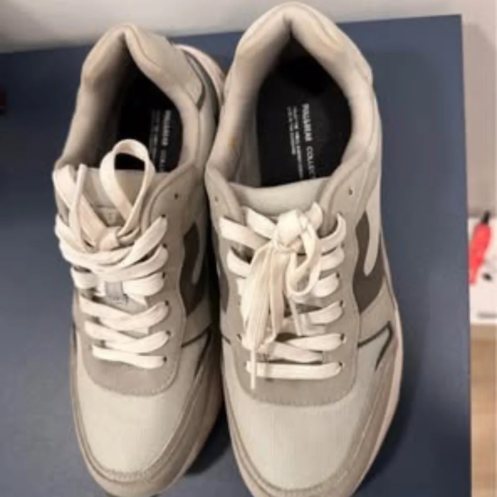 Gray and White Casual Sneakers - Picture 2 of 4